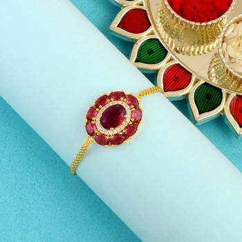 Divine cz colored stone rakhi set of 2 1