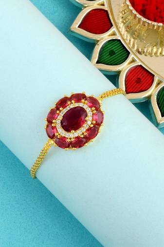 Divine cz colored stone rakhi set of 2