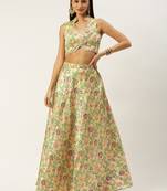 EthnoVog Ready To Wear Beige Art Silk Jacquard Co Ords Set
