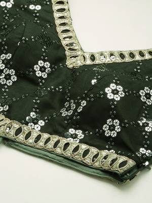 Ethnovog Ready To Wear Green Embroidered Ombre Embellished Lehenga Set 4