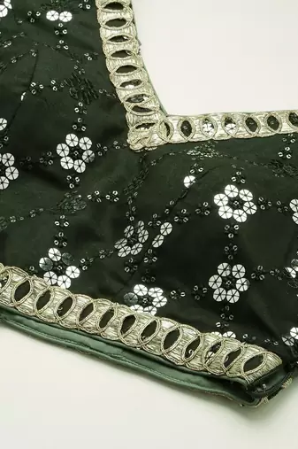 Ethnovog Ready To Wear Green Embroidered Ombre Embellished Lehenga Set
