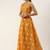 EthnoVog Ready To Wear Mustard Cotton Jacquard Jacket Style Skirt Set