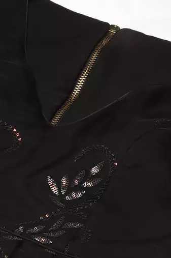 Ethnovog Ready To Wear Black Embroidered Organza Lehenga Set