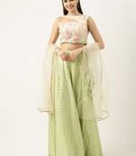 Ethnovog Ready To Wear Purple N Off White Art Silk Embroidered Lehenga Set