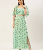 EthnoVog Ready To Wear Multicolored Georgette Digital Printed Dress