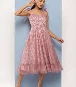 Ethnovog Ready To Wear Pink Embroidered Net Corset Style Dress