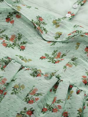 EthnoVog Ready To Wear Mint Green Georgette Digital Printed Dress 4