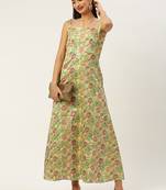 EthnoVog Ready To Wear Beige Art Silk Jacquard Dress