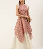 EthnoVog Ready To Wear Multicoloured Georgette Printed Halter Neck Gown