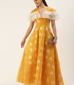 EthnoVog Ready To Wear Mustard Art Silk Ruffled Dress
