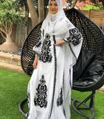 White  Aari & Stone Work Stitched Georgette Farasha Wedding Dress