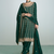 Green embroidered work silk semi-stitch salwar kameez with dupatta