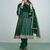 Green embroidered work silk semi-stitch salwar kameez with dupatta