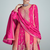 Pink embroidered work silk semi-stitch salwar kameez with dupatta