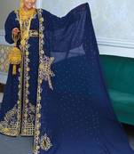 Navy Blue Georgette Zari and Stone Work Kaftan