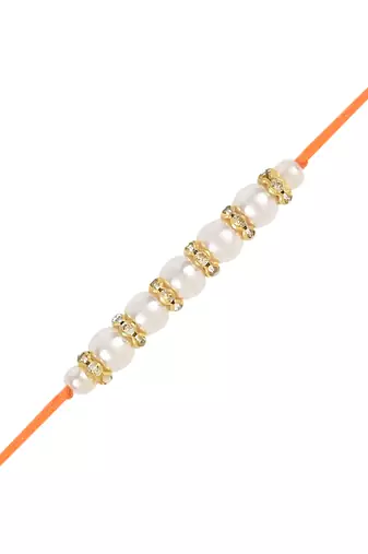 rakshabhandhan special kundan bhaiya bhabhi pearl hanging lumba rakhi bracelet combo set with roli chawal