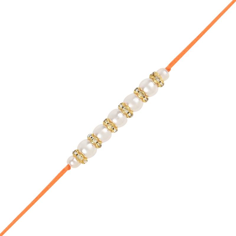 rakshabhandhan special kundan bhaiya bhabhi pearl hanging lumba rakhi bracelet combo set with roli chawal