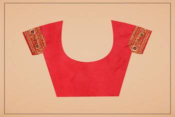 Red banarasi work silk blend womens saree with blouse 5