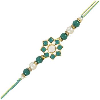 rakshabhandhan special kundan stone rakhi with roli chawal for bhaiya/brother/mens  2