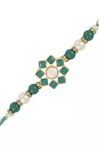rakshabhandhan special kundan stone rakhi with roli chawal for bhaiya/brother/mens 