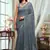 Trendmalls Grey Georgette Sequins Work Party Wear Saree With Blouse Piece