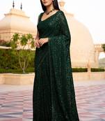 Trendmalls  Georgette Sequins Work Heavy Party Wear Saree With Blouse Piece