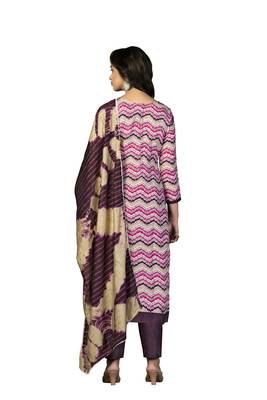 Women's multi designer print and mirror work with fancy border cotton dress material 3