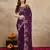 Trendmalls Purple Silk blend Embroidered Saree With Blouse 