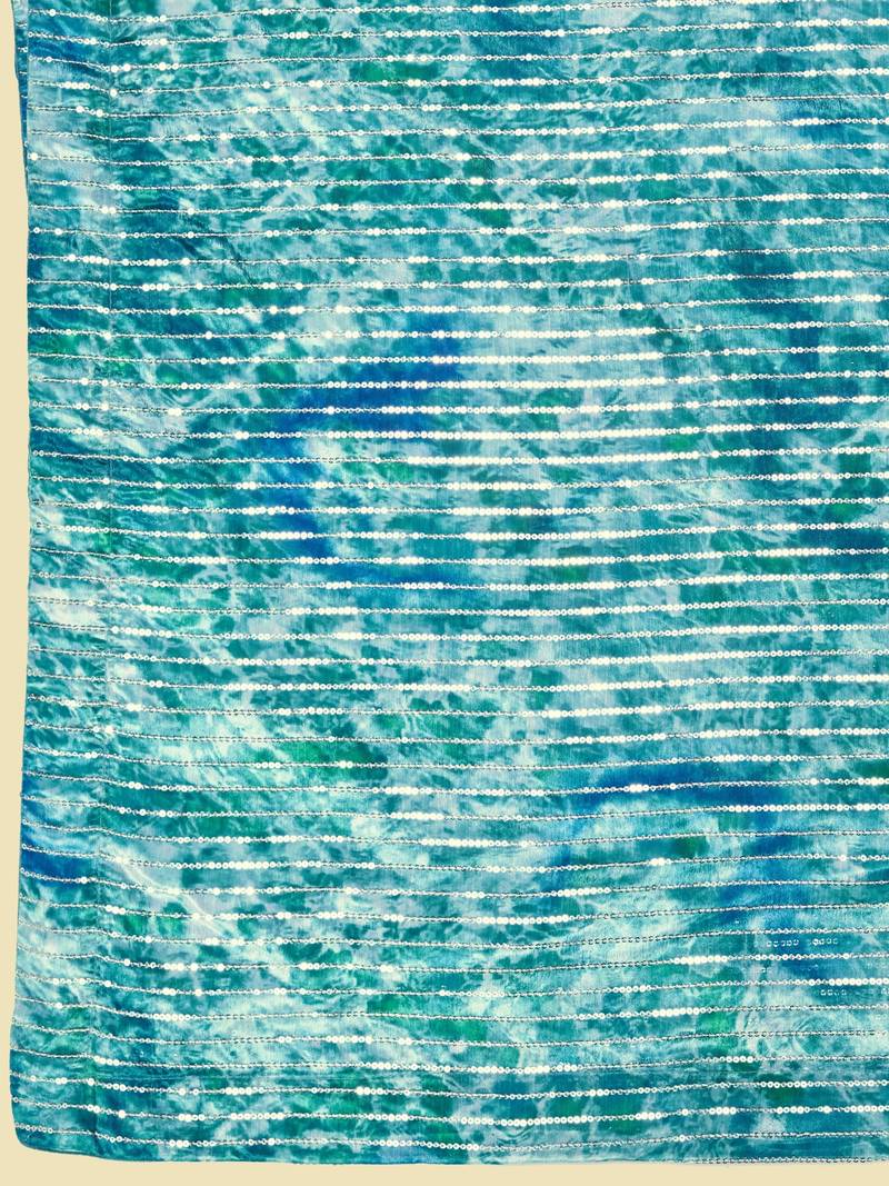 Trendmalls  Sky Blue Heavy Georgette Heavy Print and Embroidered Party Wear Saree With Blouse