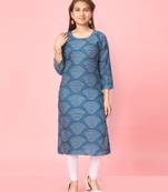 Aarika girls blue-white colour cotton printed kurti legging set