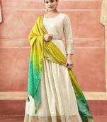 White sequins georgette semi-stitch with dupatta