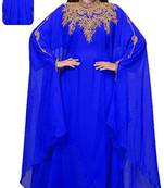 Blue Zari & Stone Work Stitched Georgette Abaya Wedding Dress