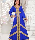 Blue Aari & Stone Work Stitched Georgette Kaftan Wedding Dress