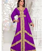 Purple Aari & Stone Work Stitched Georgette Kaftan Wedding Dress