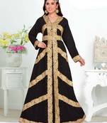 Black Aari & Stone Work Stitched Georgette Kaftan Wedding Dress