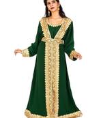Green Aari & Stone Work Stitched Georgette Kaftan Wedding Dress