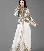 White Zari & Stone Work Stitched Georgette Kaftan Wedding Dress