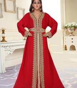 Maroon Zari & Stone Work Stitched Georgette Kaftan Wedding Dress