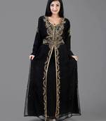Black Zari & Stone Work Stitched Georgette Kaftan Wedding Dress
