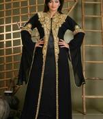 Black Georgette Zardosi Work Kaftan for Women     Designer Ethnic Wear for Weddings, Eid & Parties