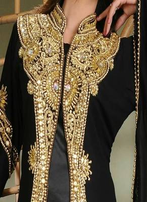 Black Georgette Zardosi Work Kaftan for Women     Designer Ethnic Wear for Weddings, Eid & Parties 2