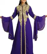 Purple Zari & Stone Work Stitched Georgette Kaftan Wedding Dress