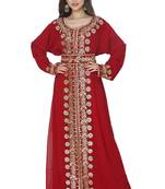 Maroon Embroidered Work Stitched Georgette Kaftan Wedding Dress