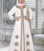 White Zari & Stone Work Stitched Georgette Kaftan Wedding Dress