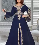 Navy Blue Georgette Aari Work Kaftan
