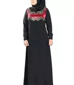 Black Zari & Stone Work Stitched Satan Kaftan Wedding Dress