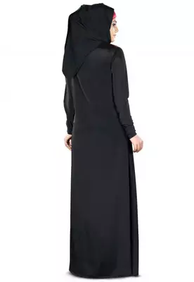 Black Zari & Stone Work Stitched Satan Kaftan Wedding Dress 3