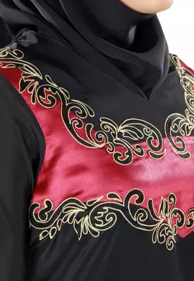 Black Zari & Stone Work Stitched Satan Kaftan Wedding Dress 4