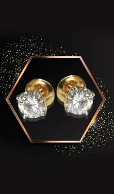 white cubic zircon earring solitaire stud pair 1