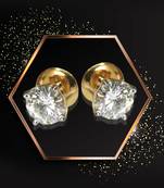 white cubic zircon earring solitaire stud pair